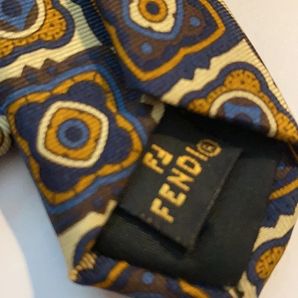 VTG Fendi Silk Tie Frame Pattern Handmade Italy